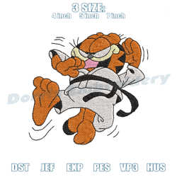 garfield the karate cat embroidery, digital embroidery,embroidery files, digital embroidery design
