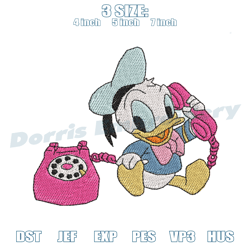 baby daisy duck calling embroidery,disney embroidery,embroidery machine files, embroidery design file