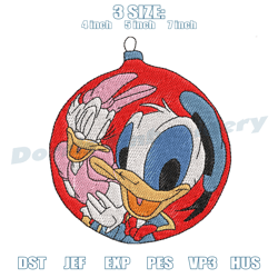 donald daisy duck christmas ornament embroidery ,embroidery machine files, embroidery design