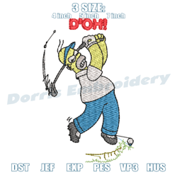 homer simpsons golfing embroidery , embroidery design, digital embroidery design file