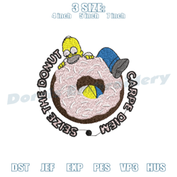homer simpsons seize the donut embroidery, embroidery design, digital embroidery design file