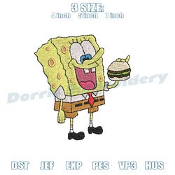 spongebob eating burger embroidery,embroidery design, digital embroidery design file