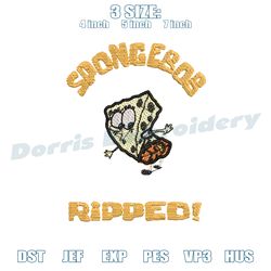 spongebob squarepants ripped embroidery ,embroidery design, digital embroidery design file