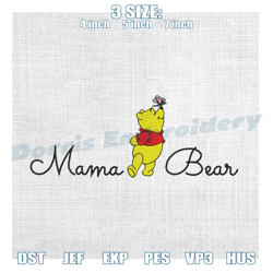 mama bear winnie the pooh butterfly embroidery , digital embroidery,embroidery files, digital embroidery design