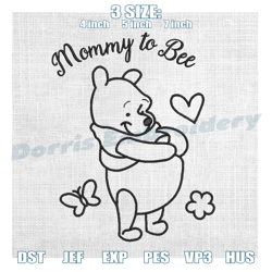 mommy to bee winnie the pooh embroidery , digital embroidery,embroidery files, digital embroidery design