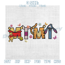 mimi winnie pooh and friends mother day embroidery , digital embroidery, embroidery file