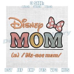 disney mom minnie mouse pink bow mother day embroidery , digital embroidery, embroidery file