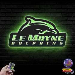 le moyne dolphins mascot metal sign, ncaa logo metal led wall sign, le moyne dolphins wall decor, led metal wall art