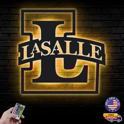 la salle explorers mascot metal sign, ncaa logo metal led wall sign, la salle explorers wall decor, led metal wall art