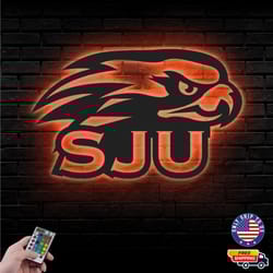 saint josephs hawks mascot metal sign, ncaa logo metal led wall sign, saint josephs hawks wall decor, led metal wall art