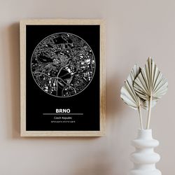 Brno Map, Brno, Czech Republic, City Map, Home Town Map, Brno Print, wall art, Map Poster, Minimalist Map Art, mapologis