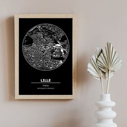 LILLE France City Map, city map prints, personalized gifts Designs, Minimalist Map Art, custom map gift, Digital Downloa