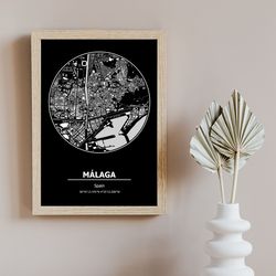malaga map print,