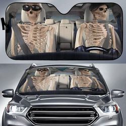Cool Skull Driving Car Sun Shade | Funny Halloween Car WindShield | Skeleton Car Windshield Sunshades Car Accessories