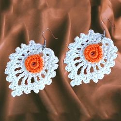 Crochet leaf Earrings Pattern, Photo tutorial pattern, jewelry pattern, crochet jewelry pattern, crochet earrings