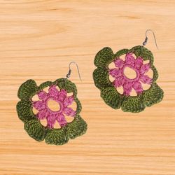 crochet flower earrings written pdf pattern