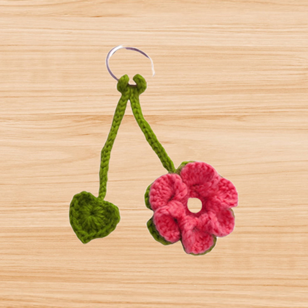 Crochet 3D Flower Keychain Pattern 5