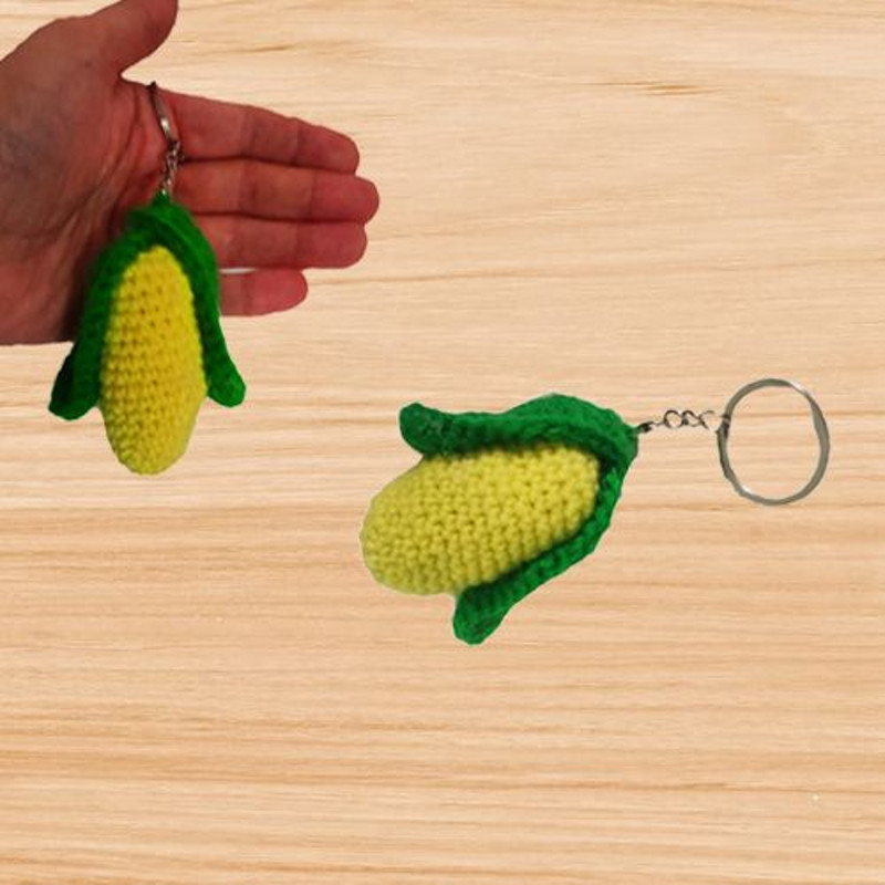 crochet amigurumi corn keychain