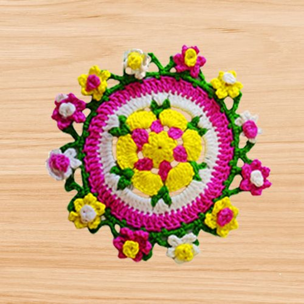 Crochet Flowers Coaster Bouquet pattern