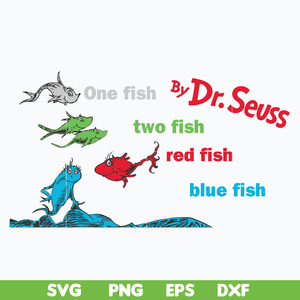 DR0302213-One fish, two fish, red fish, blue fish svg, Dr Seuss svg, png, dxf, eps file DR0302213.jpg