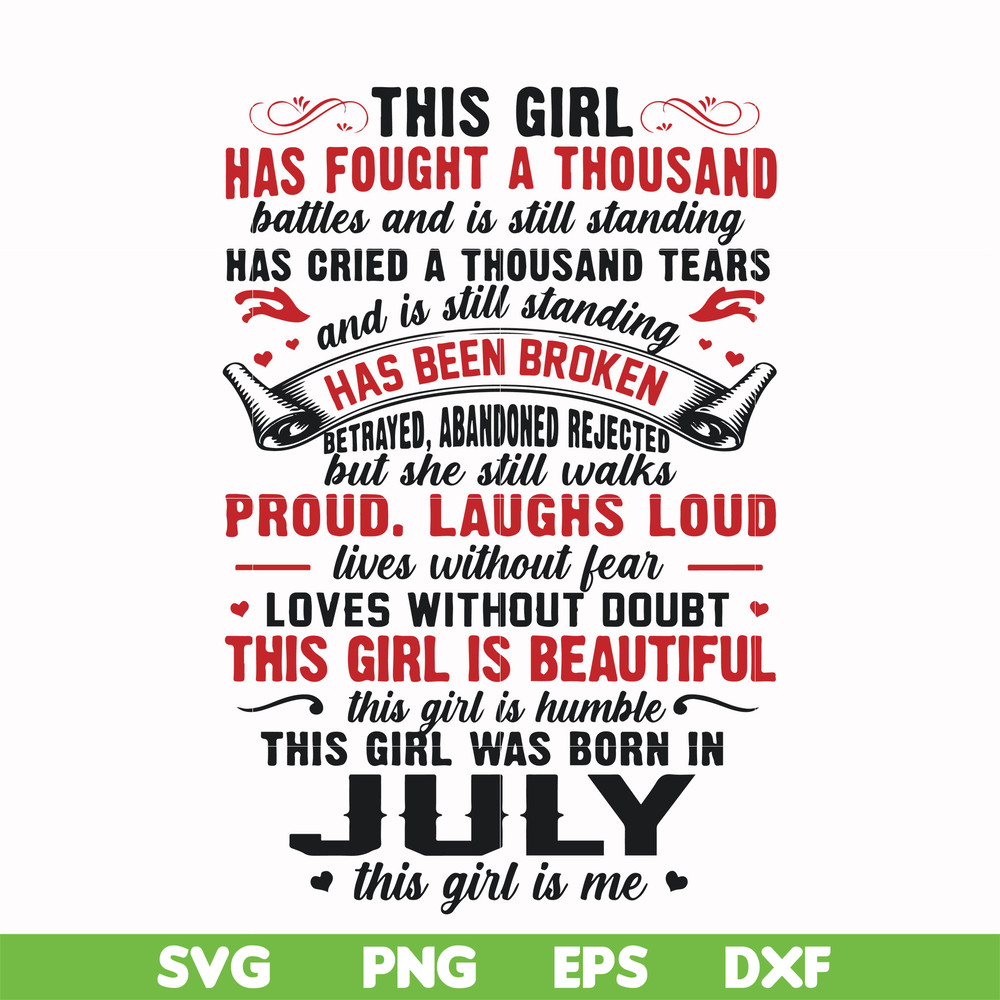 FN0001023-This girl has fought a thousand battles and is still standing this girl was born in July this girl is me svg, png, dxf, eps file FN0001023.jpg