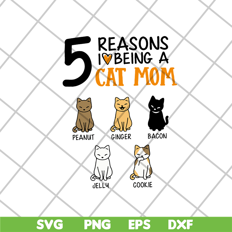 MTD08042104-5 reasons i love being a cat mom svg, Mother's day svg, eps, png, dxf digital file MTD08042104.jpg