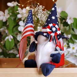 Independence day, leprechaun with USA flag, Independence Day decor, 4th of July, Remembrance Day