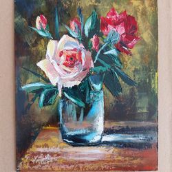 The original oil painting "Bouquet of roses"