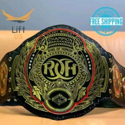 ROH Ring Of Honor World Heavy Weight Championship Wrestling Title Replica Black Belt Adult Size 2MM Brass