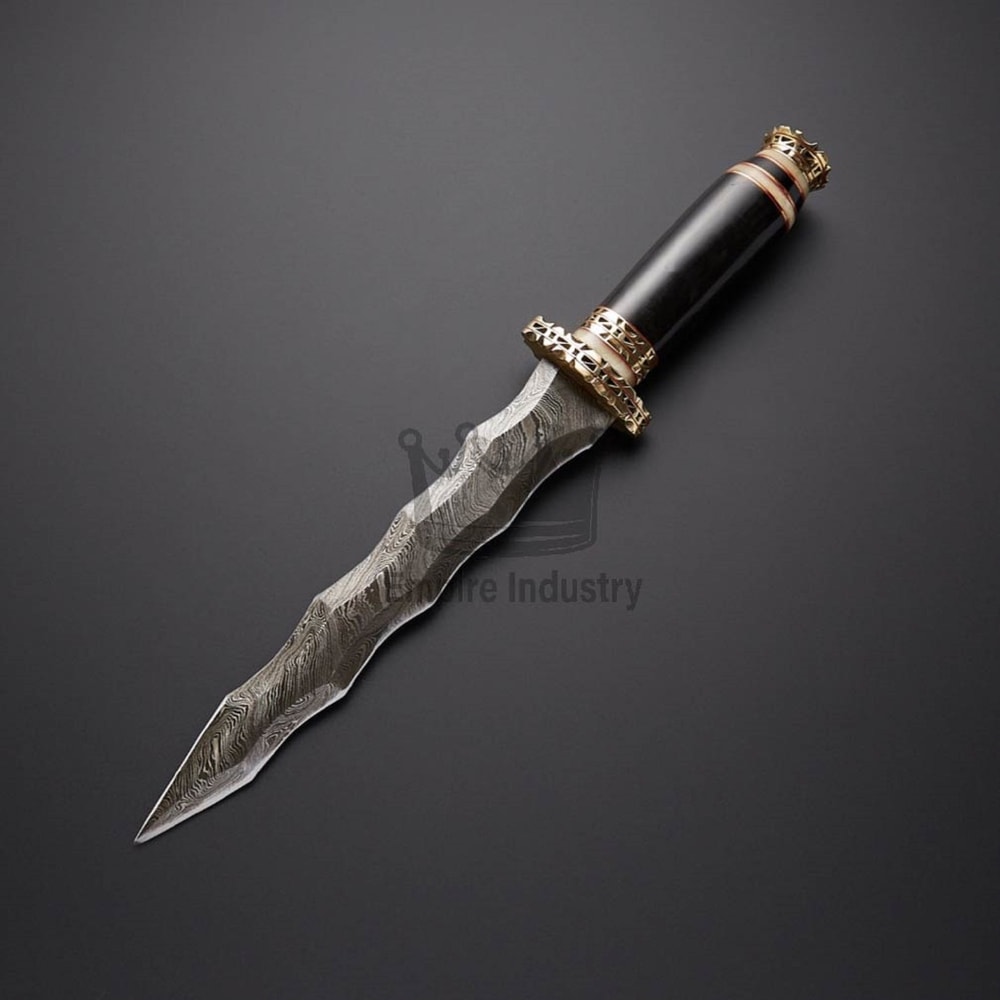 15 Inch Handmade Damascus Steel Double Edge Dagger Knife With Micarta Handle Christmas Gift Combat 2