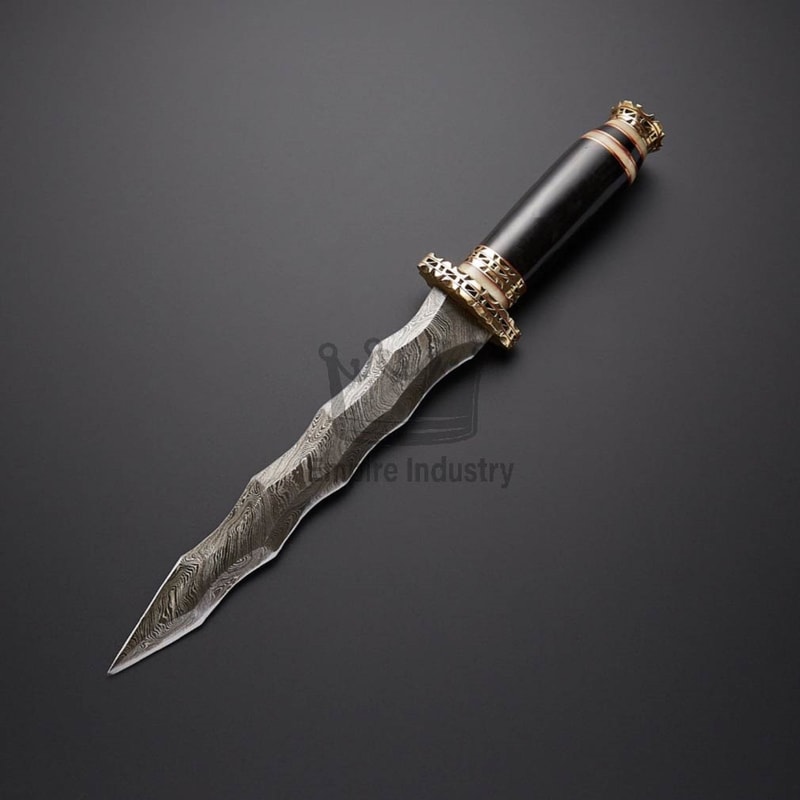 15 Inch Handmade Damascus Steel Double Edge Dagger Knife With Micarta Handle Christmas Gift Combat 2