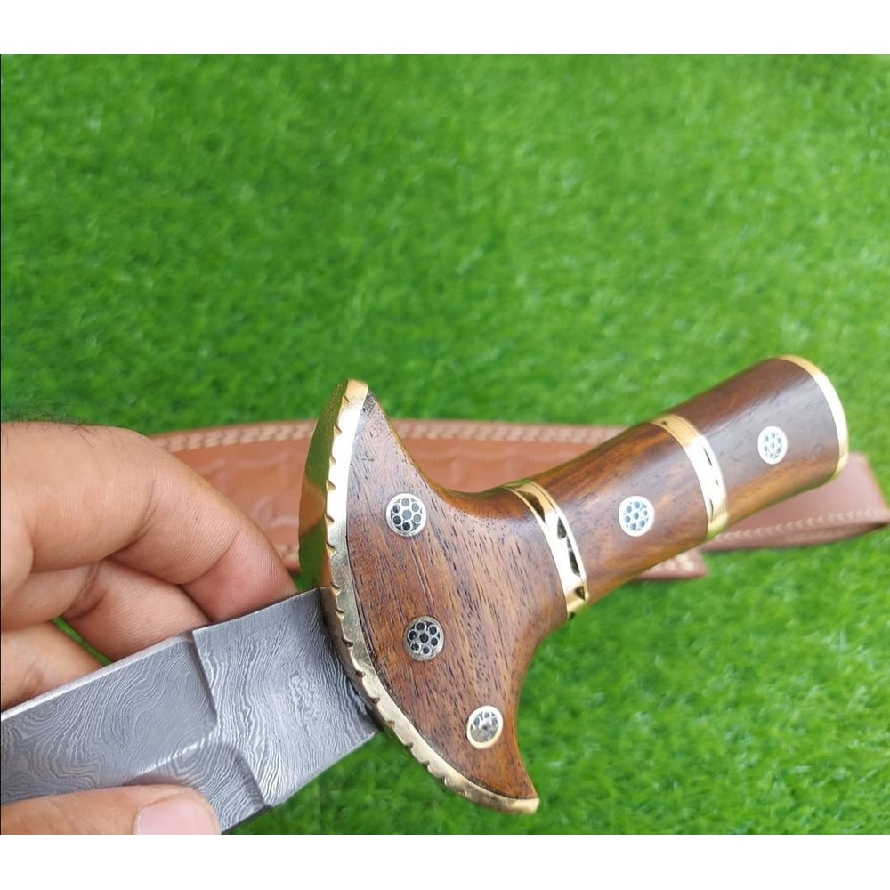 16 Inch Handmade Damascus Steel Double Edge Dagger Knife With Rose Wood Handle Christmas Gift Comba 1
