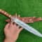 16 Inch Handmade Damascus Steel Double Edge Dagger Knife With Rose Wood Handle Christmas Gift Comba 0