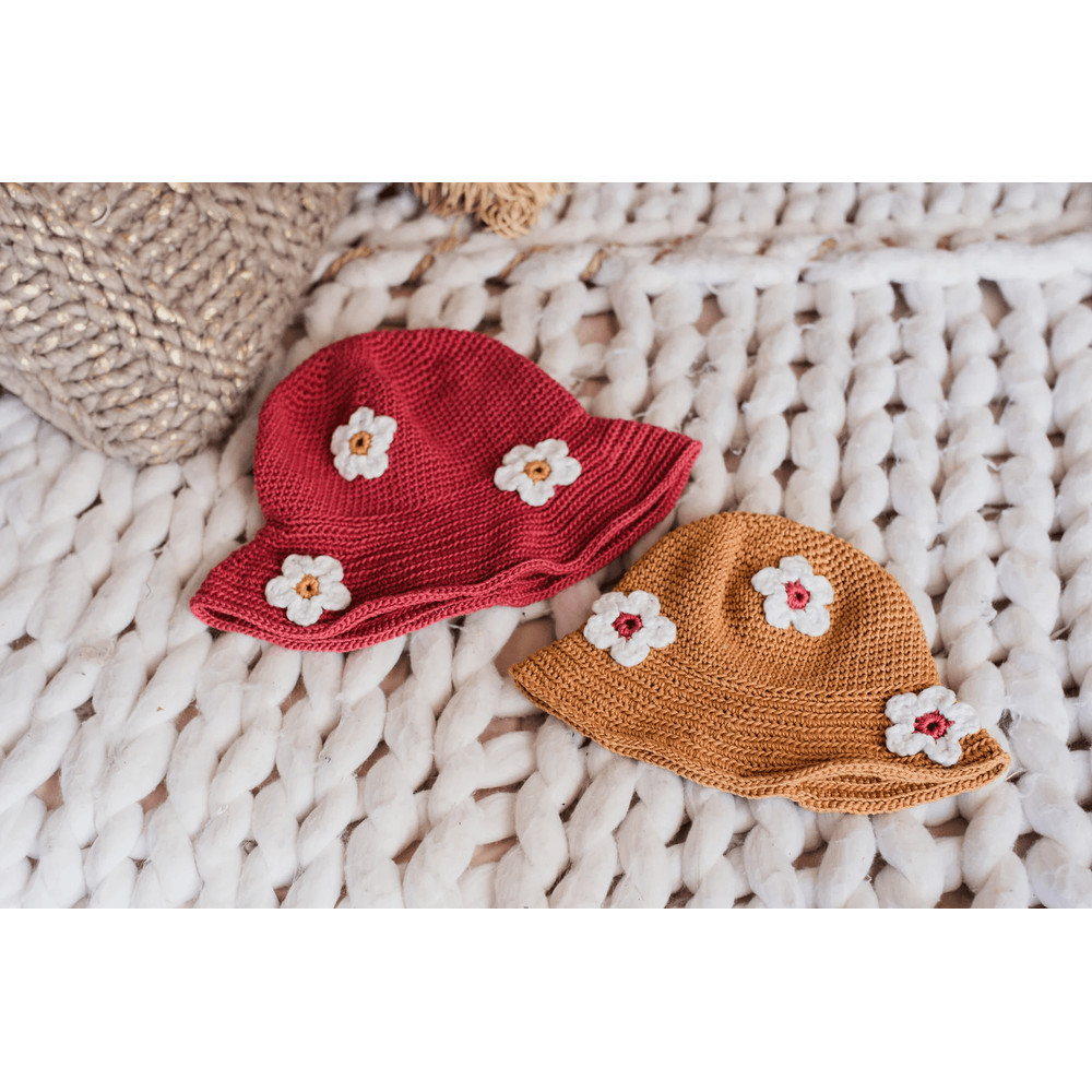 Bucket Hat With Flowers In Lion Brand 247 Cotton Downloadable PDF 0
