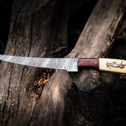 Fillet Fishing Knife Handmade Damascus Steel Knife with Flexible Blade Chef Gift For Special Occasions Personalize Your