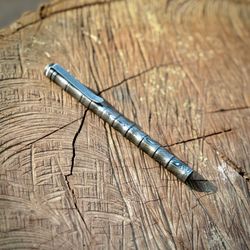 Custom handmade Damascus Steel writing pen with beautiful wooden box.