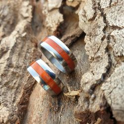 Titanium Red Resin Couple Rings. Husband gift Boyfriend gift