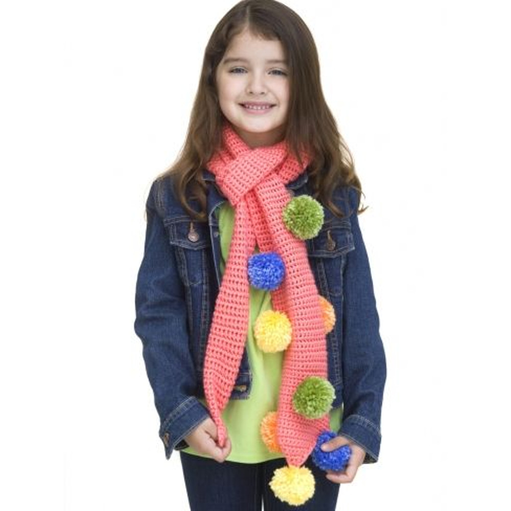 Pompom Scarf In Caron Simply Soft Collection Downloadable PDF 0