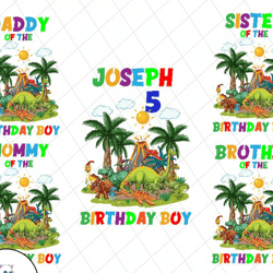 personalized dinosaur birthday png, dino birthday family png, dinosaur kids, kids rex dino birthday, t-rex boys family