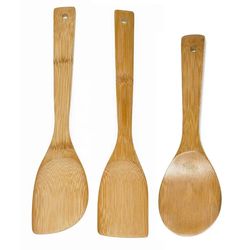 Imusa 3 Piece Bamboo Kitchen Tool Set (Scoop, Spoon & Spatula)