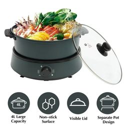 Electric Hot Pot Portable Electric Skillet Multi Function Electric Cooker 1350w