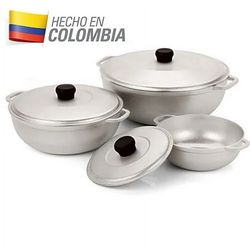 3Pieces Colombian Cast Aluminum Caldero or Dutch Oven Set with Lid