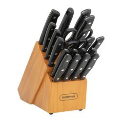 20 Piece Triple Rivet Stainless Steel Kitchen Knife Set with Block Black