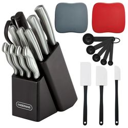 Classic 22 Piece Stamped Stainless Steel Knife Set and Utensil Set