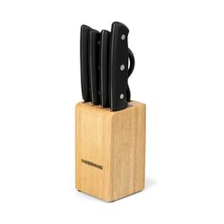 Classic Stainless Steel 6-Piece Tripe-Riveted Knife Set with Black Handle