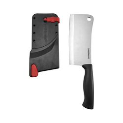 6-inch Stainless Steel Cleaver Knife with Sharpening Sleeve Black
