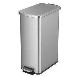 Gallon Slim Trash Can, Stainless Steel Kitchen Step Trash Can