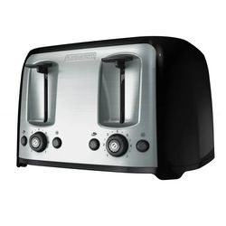 Carrie RStocker 4-Slice Toaster with Extra-Wide Slots, Black/Silver