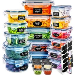 Carrie RStocker Meal Prep Container, Food Storage Container Sets, Airtight Containers With Lids, 50 Pcs, Marker & Labels