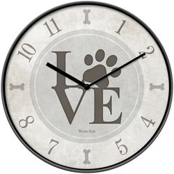 Carrie RStocker Gray Love Paws 10" Analog QA Wall Clock - Cute and Stylish Timekeeping for Animal Lovers.